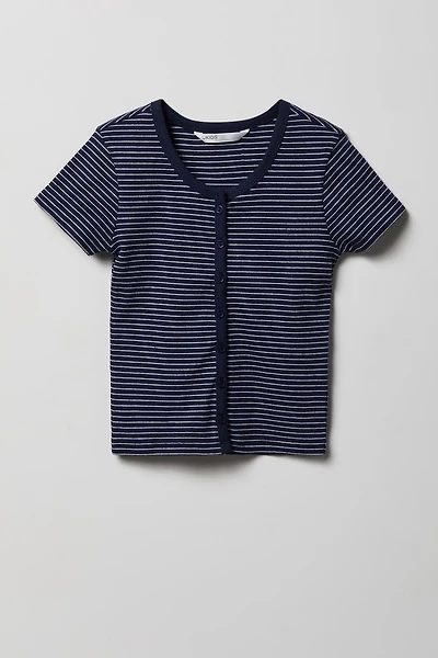 Cardigan boutonné côtelé pour fille