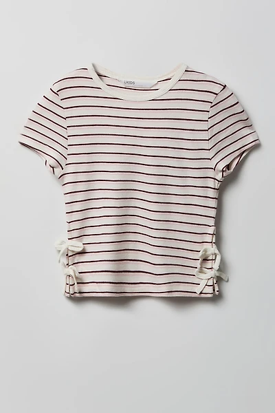 Girls Striped Side Bow T-Shirt