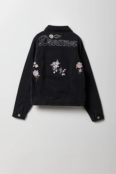 Girls Dreamer Embroidered Denim Jacket