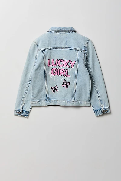 Blouson en denim imprimé pour fille