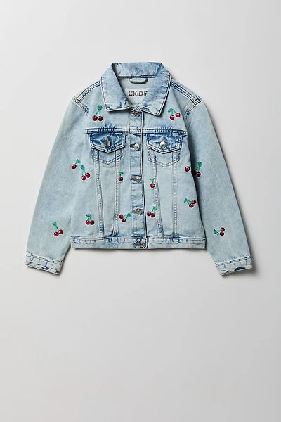 Girls Graphic Denim Jacket