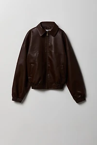 Blouson aviateur surdimensionné en similicuir pour fille