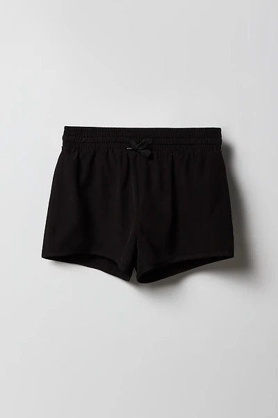 Girls Solid Drawstring Swim Short