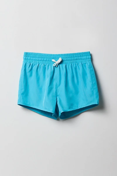 Short de baignade uni à taille coulissante pour fille