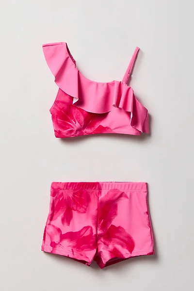 Girls One Shoulder Top & Short Swim Set