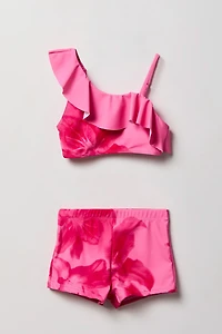 Girls One Shoulder Top & Short Swim Set