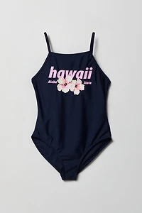 Girls Graphic One Piece Swimsuit
