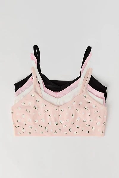 Bralette fleurie et unie sans couture pour fille (Lot de 4)