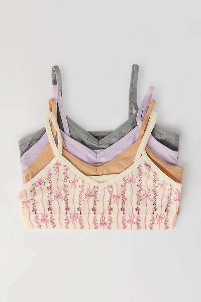 Girls Floral & Solid Seamless Bralette (4 Pack)