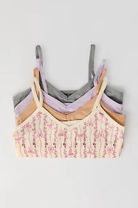 Girls Floral & Solid Seamless Bralette (4 Pack)