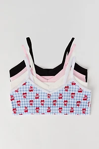 Girls Printed & Solid Seamless Ribbed Bralette (4 Pack)