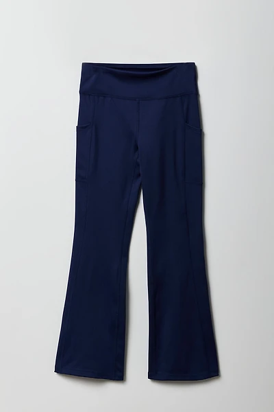 Girls Active Side Pocket Flare Legging