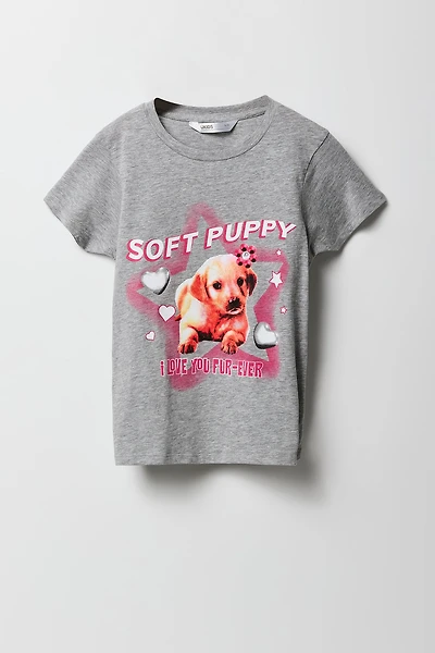 T-shirt à imprimé Soft Puppy pour filles