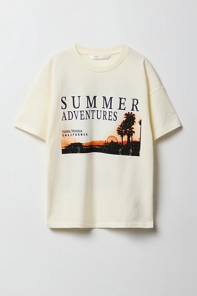 Kids Luxe Heavy Cotton Destination Graphic Oversized T-Shirt