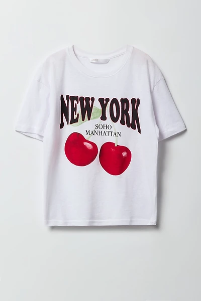Girls New York Flock Print T-Shirt