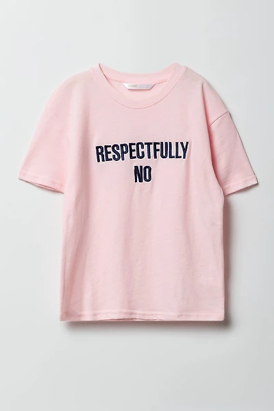 Girls Respectfully No Graphic T-Shirt