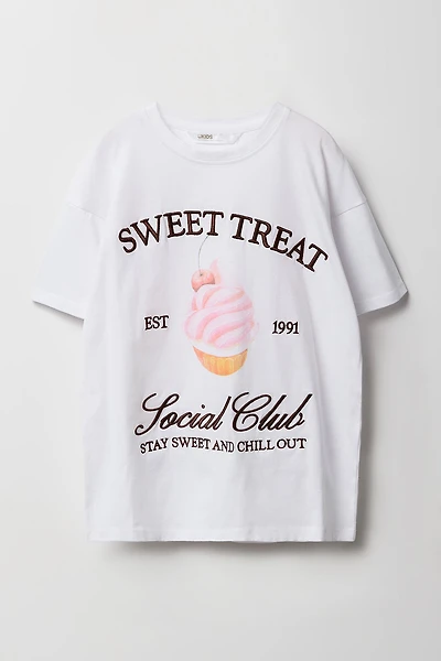 Girls Sweet Treat Embroidered Oversized T-Shirt