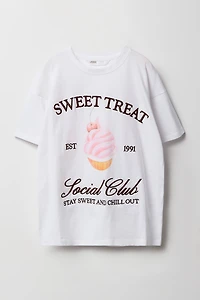 Girls Sweet Treat Embroidered Oversized T-Shirt