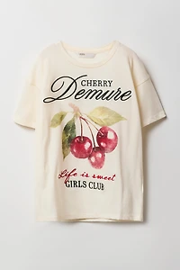 T-shirt surdimensionné avec motif brodé Cerise pour fille