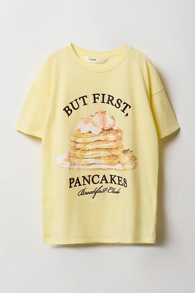 Girls Pancake Embroidered Oversized T-Shirt