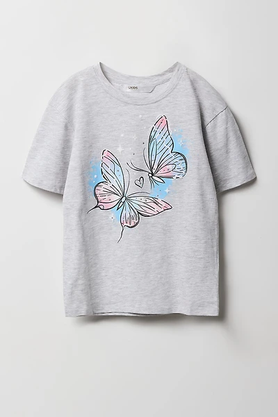 Girls Rhinestone Butterfly Graphic T-Shirt