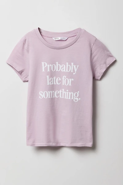 T-shirt à imprimé Probably Late pour fille