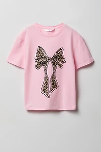 Girls Luxe Heavy Cotton Bow Graphic T-Shirt
