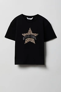 Girls Luxe Heavy Cotton Star Graphic T-Shirt
