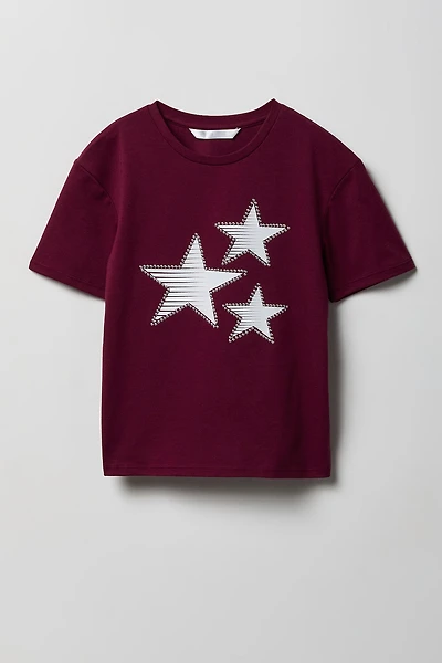 Girls Luxe Heavy Cotton Star Graphic T-Shirt