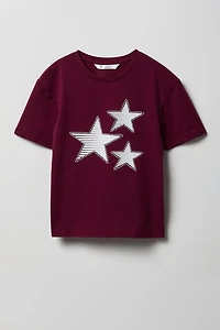 Girls Luxe Heavy Cotton Star Graphic T-Shirt