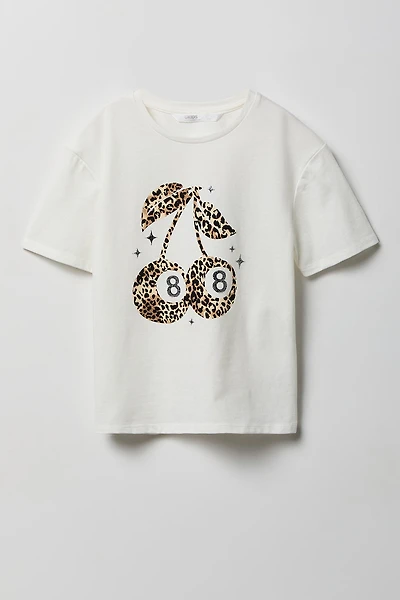 T-shirt en coton lourd supérieur à imprimé Ballon pour fille