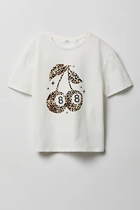 T-shirt en coton lourd supérieur à imprimé Ballon pour fille