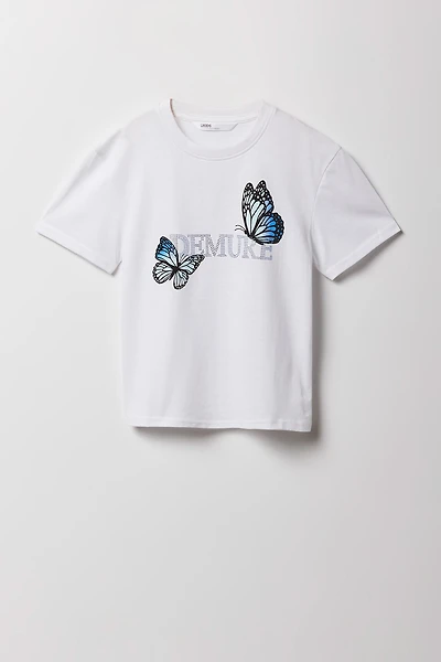 Girls Demure Rhinestone Graphic T-Shirt