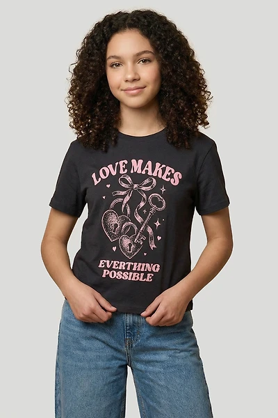 Girls Luxe Heavy Cotton Puff Print T-Shirt