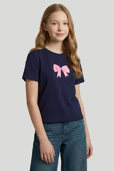 Girls Luxe Heavy Cotton Puff Print T-Shirt