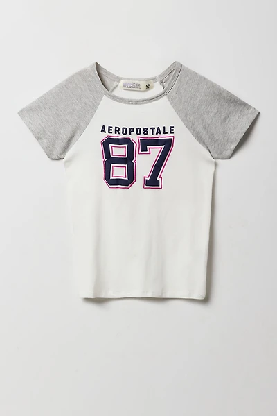 T-shirt raglan à imprimé Aeropostale 87 pour fille