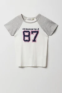 T-shirt raglan à imprimé Aeropostale 87 pour fille