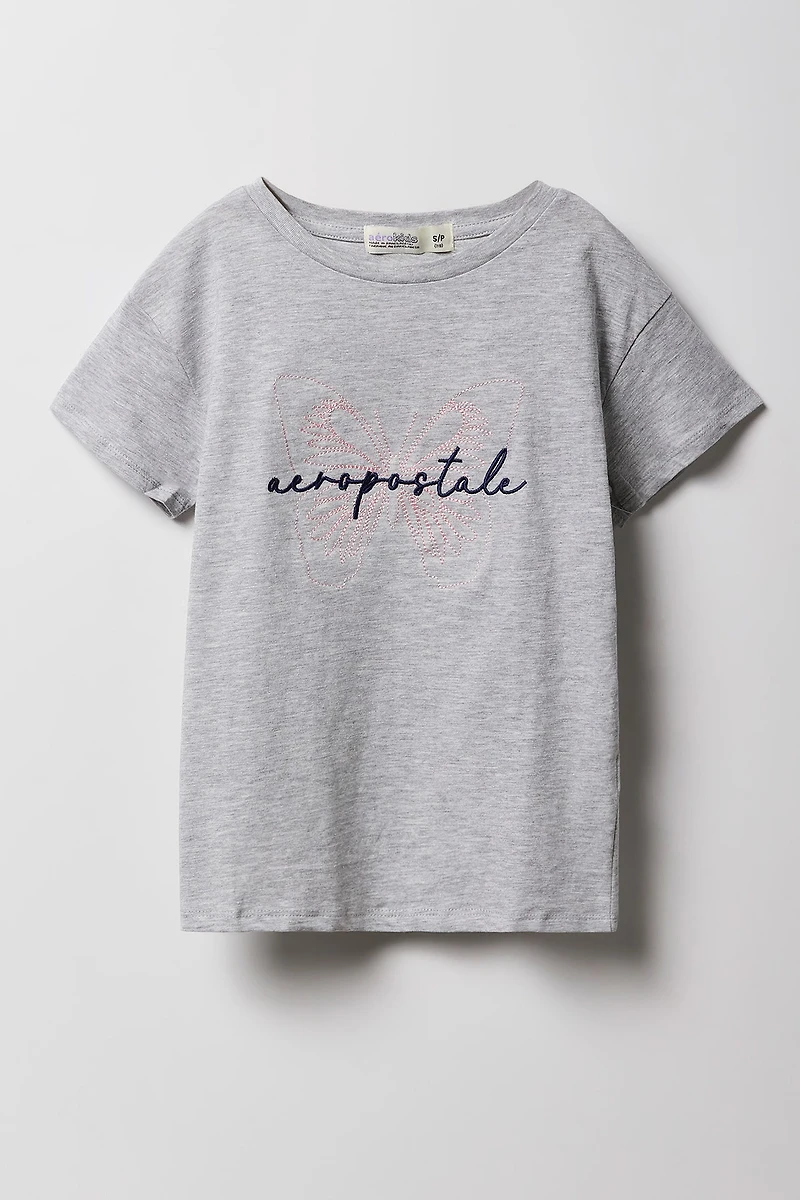 T-shirt avec motif brodé Aeropostale Butterfly pour fille