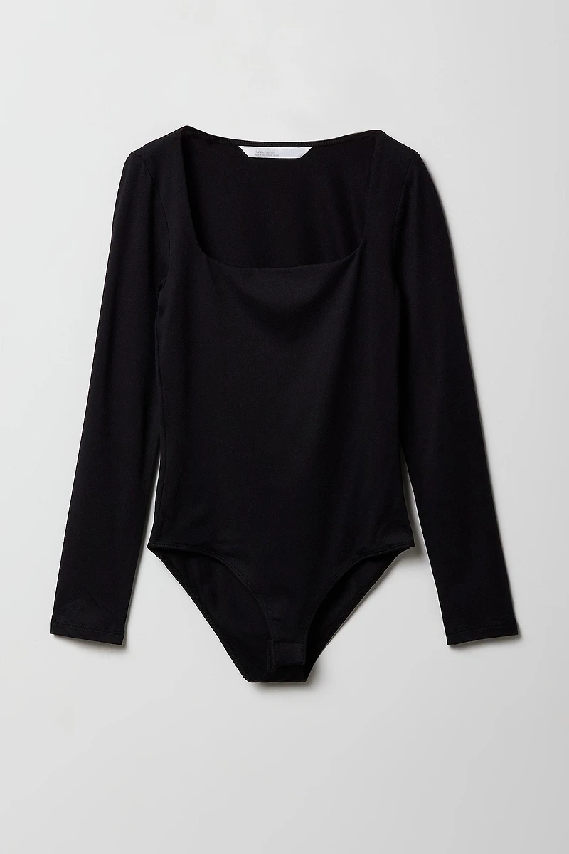 Girls Square Neck Long Sleeve Bodysuit