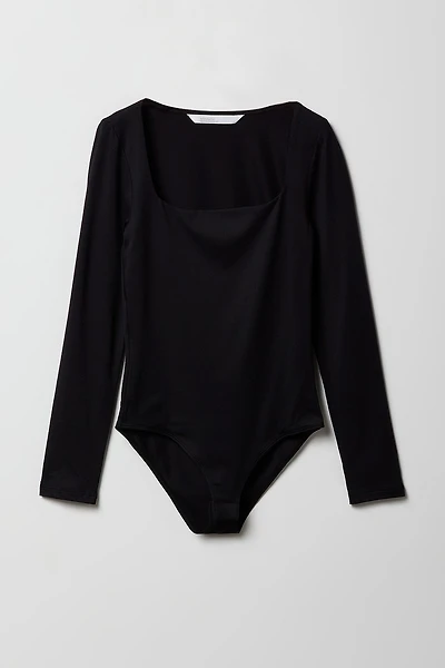 Girls Square Neck Long Sleeve Bodysuit