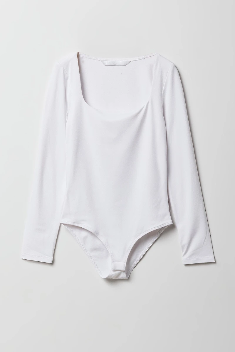 Maillot à manches longues avec encolure carrée pour fille