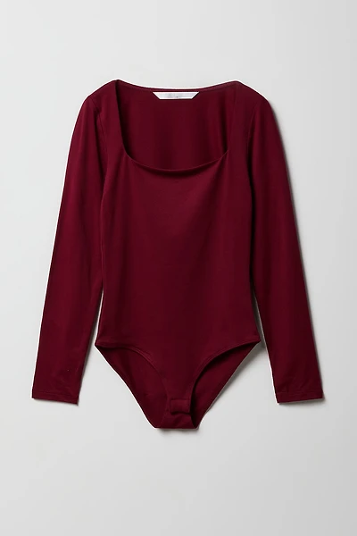 Girls Square Neck Long Sleeve Bodysuit