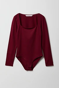 Girls Square Neck Long Sleeve Bodysuit