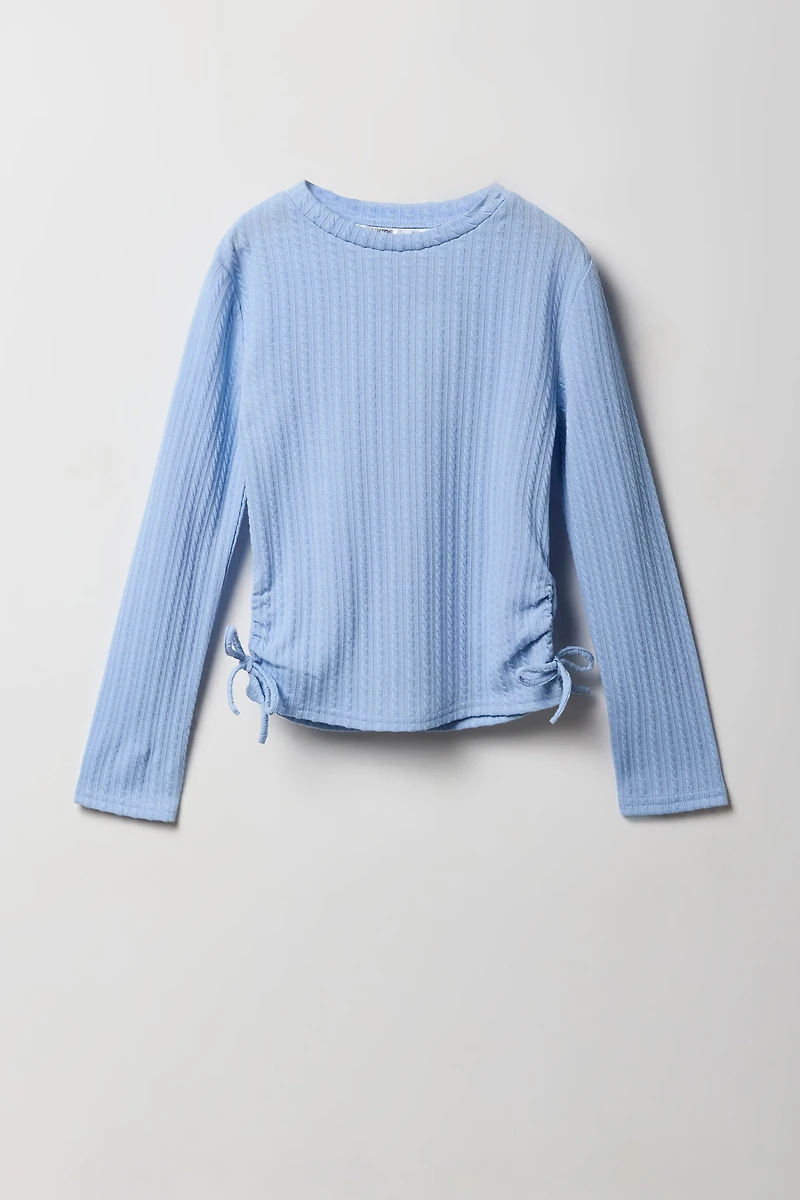 Haut en tricot torsadé à manches longues pour fille