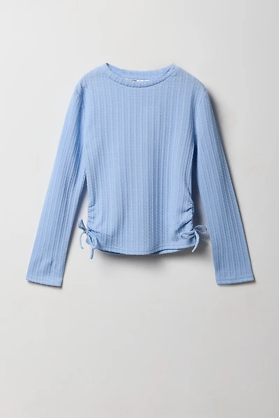 Haut en tricot torsadé à manches longues pour fille