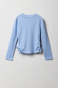 Haut en tricot torsadé à manches longues pour fille