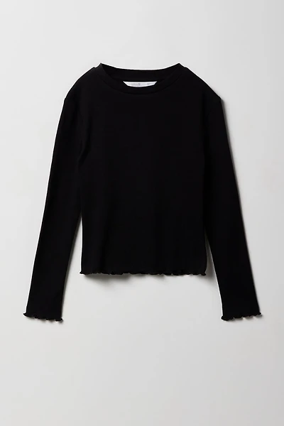 Girls Lettuce Edge Long Sleeve Top