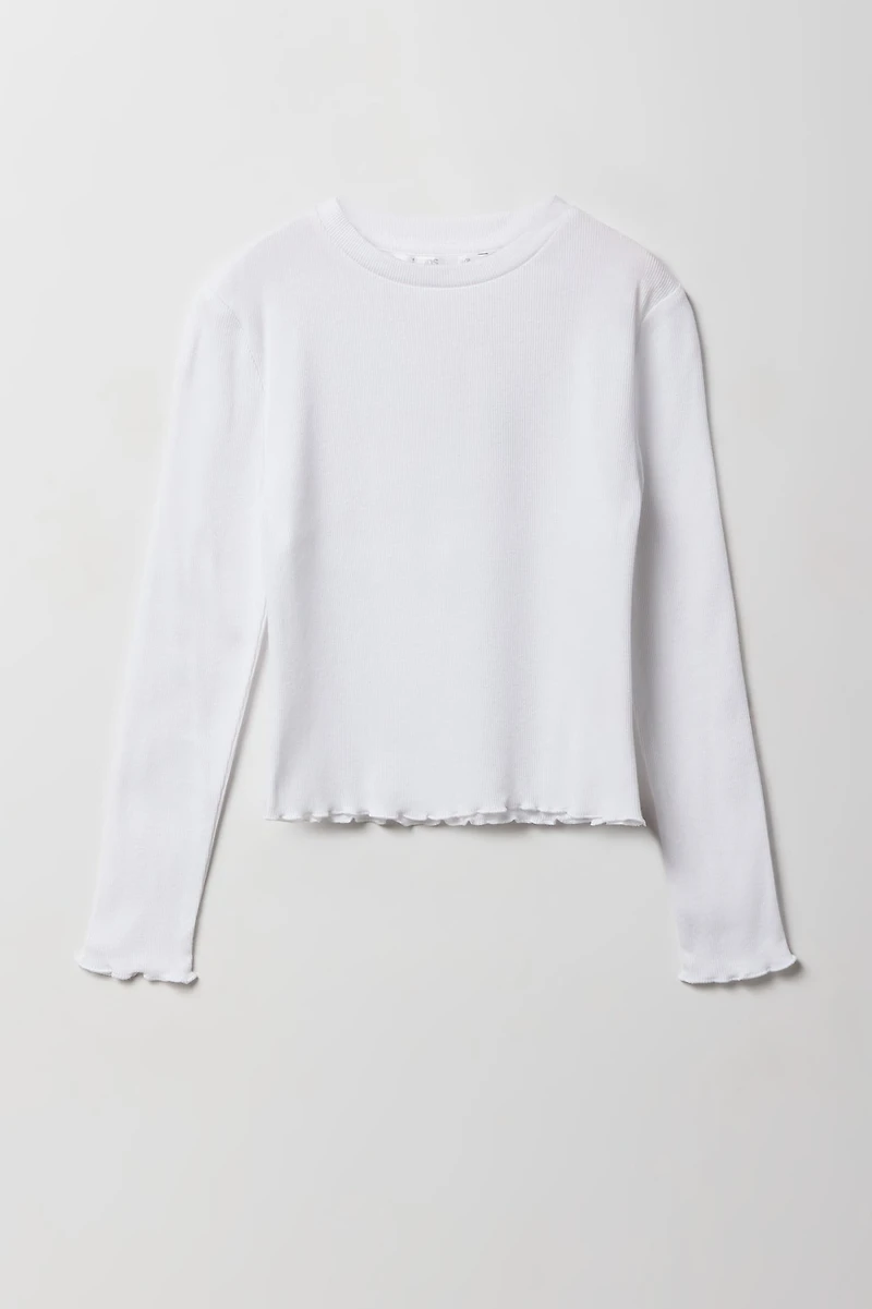 Girls Lettuce Edge Long Sleeve Top