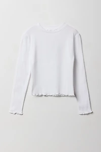 Girls Lettuce Edge Long Sleeve Top