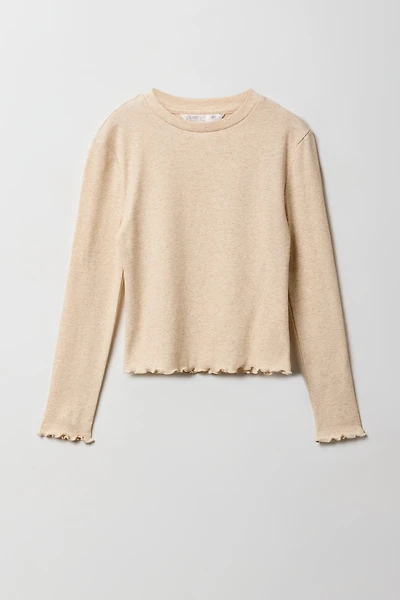 Haut à manches longues avec ourlet volanté pour fille